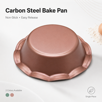 Moule à pâtisserie rond festonné en acier au carbone antiadhésif, bord cannelé, pour muffins, puddings, cuisson au four domestique