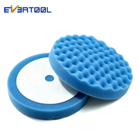 EVERTOOL Tampon de polissage en mousse de 8 pouces pour voiture, tampon de finition bleu en mousse creusée, tampon de lustrage pour cire automobile