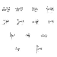 Bijoux de piercing corporel Gaby, argent sterling 925 plaqué or 18 carats, cœur plat, filetage interne, hélix, tragus, lèvre, labret, boucle d'oreille