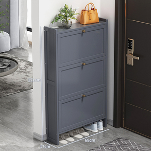 <span class=keywords><strong>Meuble</strong></span> de rangement pour chaussures en MDF ultra fin et étroit de style américain, organisateur de taille pour l'entrée de la maison - Product Image 4