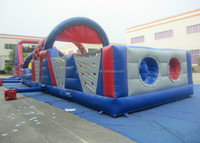 Carrera de obstáculos inflable profesional para adultos de pista larga de grado comercial con tobogán deportes inflables para eventos de equipo