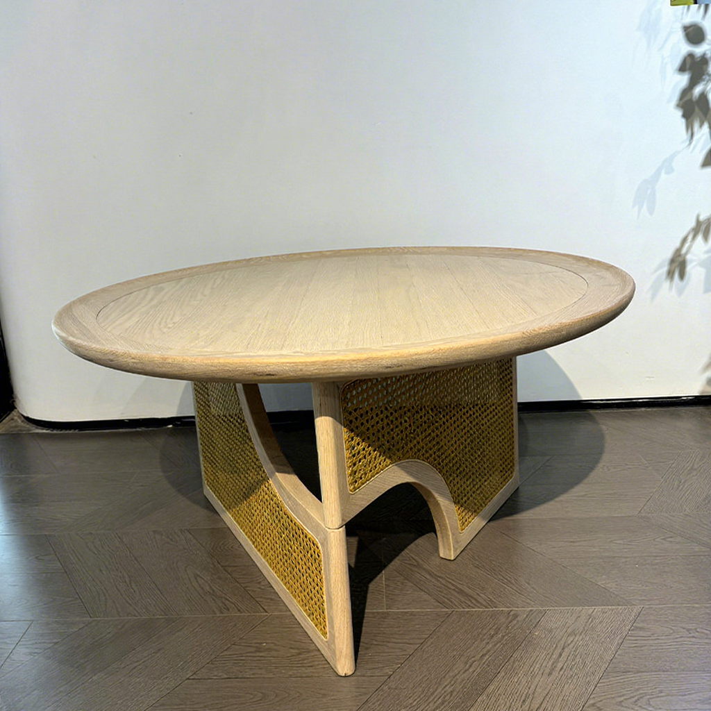 washed white-red oak solid wood-rattan-70*70*46cm