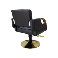 Chaise de coiffure en cuir PU vert foncé, mobilier de salon, accoudoirs creux dorés, chaise de barbier hydraulique pour salon de coiffure et de beauté