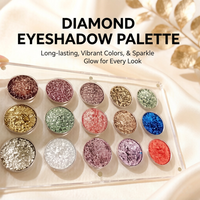 Palette de fards à paupières acryliques rechargeables 15 couleurs, boîte magnétique, organiseur de maquillage cosmétique, beauté duochrome diamant, étui pour 26 mm de fards