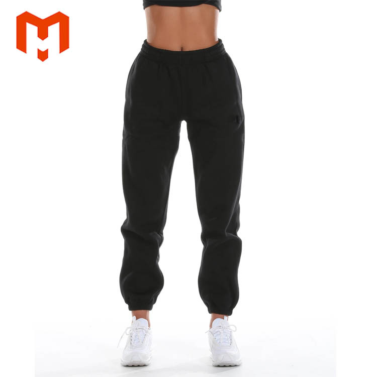 Jogging En Coton Noir Femmes 2 Pièces Ensemble Survêtements Logo Personnalisé Plaine Survêtement Pour Les Femmes