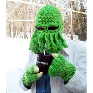 Dasheng New Arrival Octopus Winter Warm Gebreide Wollen Ski Gezichtsmasker Gebreide Baard Inktvis Muts Cap