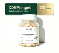 Complément Vegan JAYHOO Vitamine D3 K2 avec Huile de Coco pour Soutenir la Santé des Os et du Cœur - 120 Gélules Végétales
