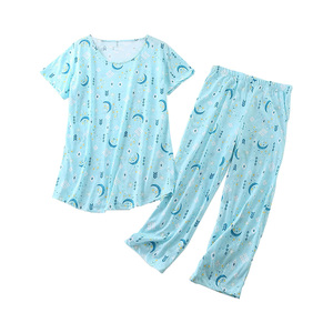 Chemise de nuit pour femme en mélange de coton et viscose respirant, coupe décontractée, manches courtes, confort de sommeil estival, séchage rapide, élastique - Product Image 1