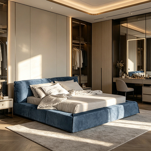 Cabecera de <span class=keywords><strong>Cama</strong></span> con Comodidad Superior, Tapizada en Terciopelo, Diseño Moderno para el Hogar, <span class=keywords><strong>Cama</strong></span> King y Queen Size, Muebles Italianos Estilo Villa, Diseño de <span class=keywords><strong>Cama</strong></span> Doble - Product Image 1