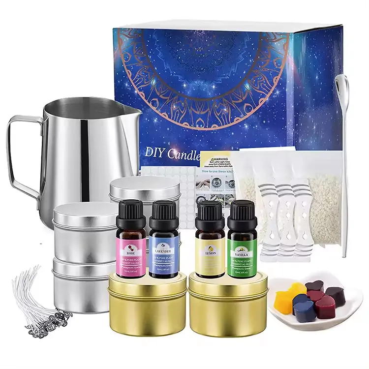 Hot Selling Custom Luxe Diy Aromatherapie Geurende Soja Wax Kaarsen Maken Kit Benodigdheden