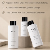 YAN Packaging – Flacon en verre de porcelaine blanc à épaule plate, 100 ml et 120 ml, avec bouchon en plastique noir, pour huiles essentielles, sérums et cosmétiques
