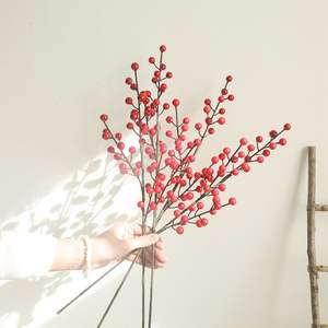Tige de baies artificielles rouges 2024, branches de baies de <span class=keywords><strong>houx</strong></span> de Noël, plante artificielle pour la décoration florale, bricolage à domicile - Product Image 6