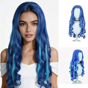 <span class=keywords><strong>Parrucca</strong></span> Sintetica Ao Run per Cosplay, Lunga Ondulata Blu Ombré con Riflessi Turchesi, Resistente al Calore, Copertura Completa per Cosplay Anime - Product Image 1