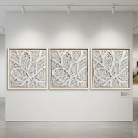 Papier Xuan décoratif artisanal écologique en pulpe de feuille blanche, peinture artistique durable encadrée en fibre, art en relief