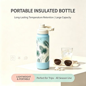 Vaso Térmico de Acero Inoxidable con Estampado Floral, 800 ml, Antiderrames, con Base de Silicona, Botella Aislada de Viaje, Impresión y Empaque Personalizados - Product Image 5