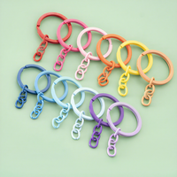 30mm Kleurrijke Emaille Gecoate Zinklegering Sleutelring, Platte Splitsring met 4-delige Ketting voor DIY Sleutelhanger Maken