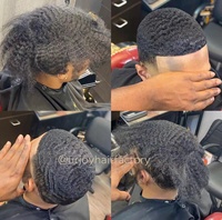 Peau Afro Toupee 8mm 10mm Homme Tissage Cheveux Unité Noir Hommes Crépus Bouclés Mâle Toupee Plein PU Systèmes De Remplacement De Cheveux Humains