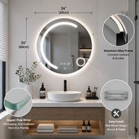 Miroir LED intelligent direct usine, miroir de salle de bain anti-buée sur mesure, haut-parleur Bluetooth à gradation tactile, IP44 CE RoHS OEM