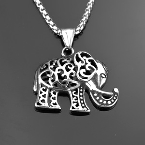 yunnique Stainless Steel Men's <b>Elephant</b> Pendant Hollow Animal Design Necklace Charm <b>Gift</b> - Product Image 3