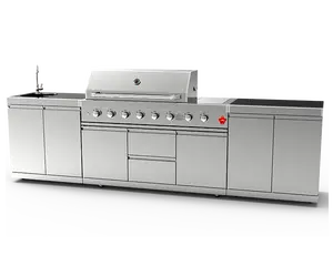 大型户外重型不锈钢商用燃气灶组合旋转烧烤烧烤机户外厨房