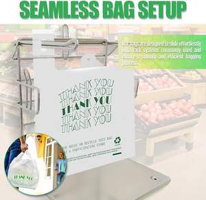 Merci T-shirt Sacs Marchandise En Plastique Recyclable Côté Gousset Sacs Main Longueur Poignées Sérigraphie De Qualité Alimentaire pour - Product Image 6