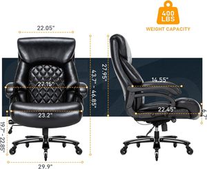 <span class=keywords><strong>Chaise</strong></span> de bureau en cuir à dossier haut avec surpiqûres en losange, noire, ergonomique, pivotante et réglable, <span class=keywords><strong>chaise</strong></span> de direction - Product Image 3