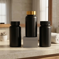 Bouteilles en plastique noires vides pour médicaments liquides et pilules, avec surface givrée et bouchons à vis, 60 ml, 100 ml, 120 ml, 150 ml