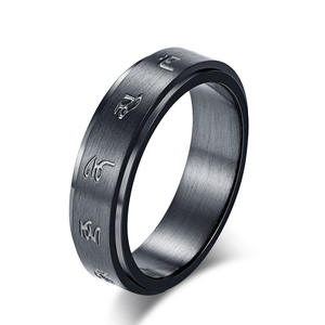 Titanium Steel Rotatable Black <b>Ring</b> Constellation Design Stress Relief Unisex Fashion Jewelry Gift - Product Image 1