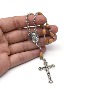 <span class=keywords><strong>Pulseras</strong></span> de Rosario Católicas Hechas a Mano, Mini Crucifijo, Cuentas de Oración, Cuentas de Madera Unisex <span class=keywords><strong>para</strong></span> <span class=keywords><strong>Bautizo</strong></span> Religioso - Product Image 5