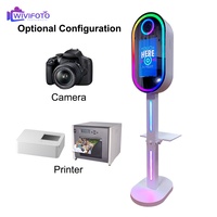 Cabina de Fotos con Espejo Mágico Ovalado de 15.6 Pulgadas con Pantalla Táctil LCD, Impresión Instantánea, Cámara Selfie, para Fiestas y Eventos