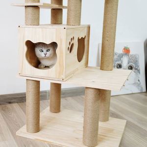 Rascador para Gatos Grande y Moderno, de MDF Beige, con Lana y Embalaje de Cartón, Venta al Por Mayor del Fabricante - Product Image 1