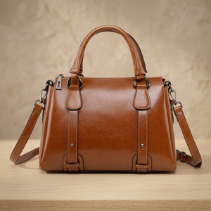 Bolso de Mano de Moda para Mujer, Color Marrón, de Cuero Genuino, Impermeable y Duradero, Marca BS INTERNATIONAL, con Cierre de Cremallera, Estilo Bandolera - Product Image 2