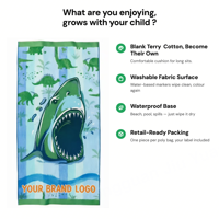 Serviette de plage pour enfants avec sac à cordon, cadeau de l'Aïd, imprimé requin et dinosaure personnalisé, ensemble d'extérieur pour enfants musulmans