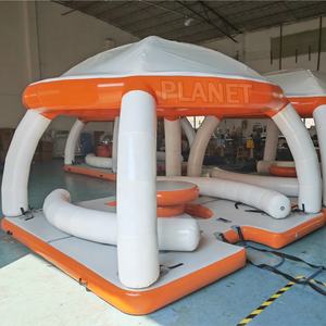 <span class=keywords><strong>Parc</strong></span> <span class=keywords><strong>aquatique</strong></span> extérieur commercial équipement de jeux de jeu loisirs île flottante gonflable quai de plate-forme d'eau avec tente - Product Image 4