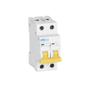 2 Pole AC MCB HiELEK 63A 2 Pole 6kA High Short -circuit Breaking Capacity MCB With TUV CE CB Certificates