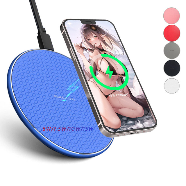 Portable 15W Wireless Charging Disc LED Fast Charger Universal Mobile Phone Stand with 5V/2A Input 9V/2A Output Pd Function