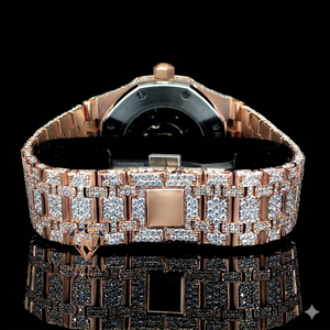 Reloj de Pulsera de Cuarzo con Diamantes Moissanite Totalmente Plateado, Diseño Hip Hop Brillante, Caja Redonda, Ancho de Correa de 20 mm, Estilo Iced Out - Product Image 2
