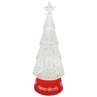 Pohon Natal Kristal RGB Berwarna-warni dari Plastik, Hadiah dengan Lampu LED dan Musik Terpasang