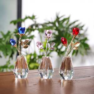 طاولة منزلية لتزيين سطح الطاولة ، زهرة برعم ، قضيب ذهبي وردي أحمر كبير ، هدية عيد الميلاد - Product Image 3