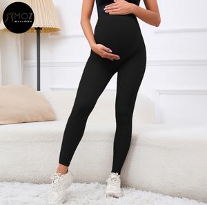 Leggings de maternité taille haute unis - Soutien précoce de la <span class=keywords><strong>grossesse</strong></span> - Tissu doux comme du beurre - Vêtements de yoga décontractés - Sans couture - Quatre directions - Product Image 5