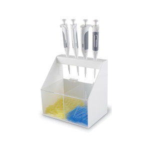 4-Vị Trí Phòng Thí Nghiệm Pipet Chủ Trắng Lucite Xử Lý Chất Lỏng Pipettes Hiển Thị Đứng Với Dùng Một Lần Lời Khuyên Bin - Product Image 1