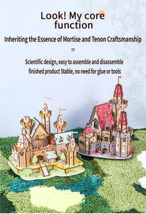 Jeu de construction de maison en bois DIY avec des thèmes de château et de manoir, conçu pour inspirer l'imagination, la créativité et le jeu pratique - Product Image 6