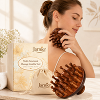 Masseur à vibrations multi-points KOSEN en bois de hêtre naturel, avec brosse à coussin d'air pour la relaxation du corps et des méridiens