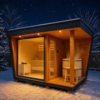 Sauna compact pour 1 à 6 personnes, utilisation en extérieur, sauna en bois, sauna à spectre complet avec éclairage LED, contrôle numérique de la température, cabine