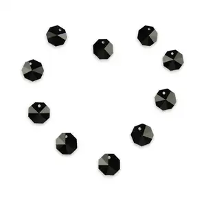 Honor Of Crystal Free shipping black color 14mm octagon crystal beads with one hole for wedding chandelier pendant beautiful