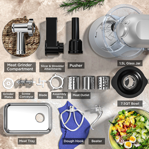 Máy trộn đứng PANCERKA Home Kitchen điện <span class=keywords><strong>5L</strong></span> bằng thép không gỉ, thiết kế nghiêng đầu 6 tốc độ, kèm tô trộn, nhào bột, đánh trứng - Product Image 3