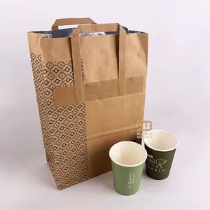 Bolsas térmicas frías y calientes reutilizables, papel Kraft, papel de aluminio, bolsas aisladas, helado, pollo frito, bolsas enfriadoras para llevar para alimentos