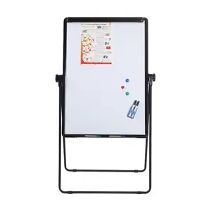 KBW Height Adjustable White Board Stand 360 Degree Rotation Flip Chart Double Side Teaching Whiteboard For Office Use