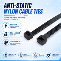 Attaches de câbles antistatiques ESD 4,8x300mm, attaches de câbles en nylon robustes pour la gestion des câbles industriels, lot de 100