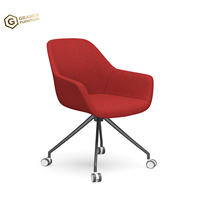 Grande chaise de bureau pivotante en mousse moulée et tissu, design moderne, avec structure en bois et pieds en métal, empilable pour salles de réception et de conférence